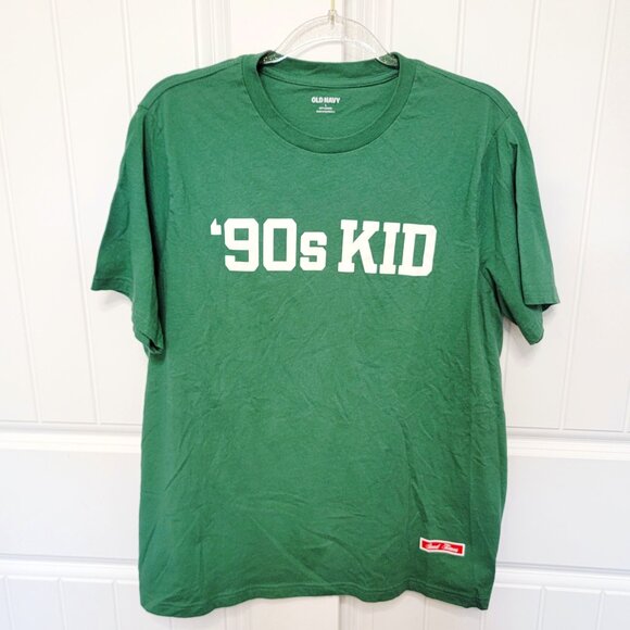 Old Navy Mens Size Large Graphic T-Shirt Green 90s Kid EUC - Picture 1 of 8